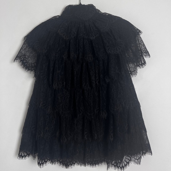 American Retro Joplin Blouse Black Layered Lace Tulle Sleeveless High Neck 38/S - Picture 1 of 12